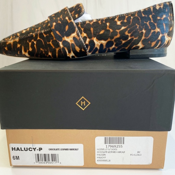 Halogen Lucy Genuine Calf Hair Loafer Chocolate Leopard 6M New in Box - Picture 10 of 11